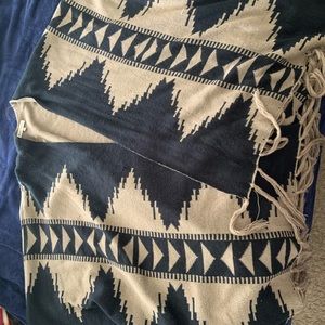 Woven heart poncho